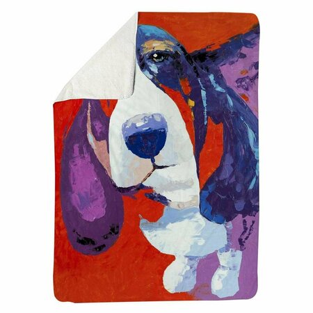 BEGIN HOME DECOR 60 x 80 in. Abstract Colorful Basset Dog-Sherpa Fleece Blanket 5545-6080-AN83